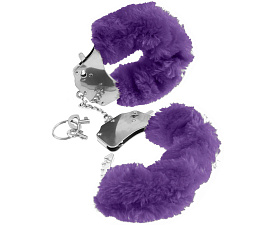 Наручники металлические Furry Love Cuffs с фиолетовым мехом
