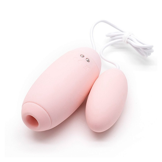 Виброяйцо с пультом и вакуумным стимулятором KisToy Miss VV, розовый