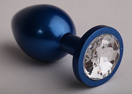 Анальная пробка из металла с синим оттенком, Luxurious Tail, прозрачный