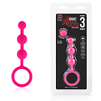 Анальные бусы из силикона класса люкс 3 шарика, розовые