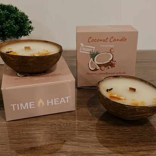 Массажная свеча в кокосе Time Heat Christmas, 130 мл