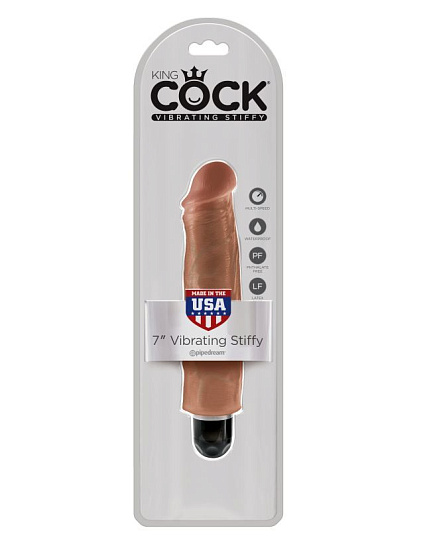Вибромассажер реалистик загорелый King Cock 7 Vibrating