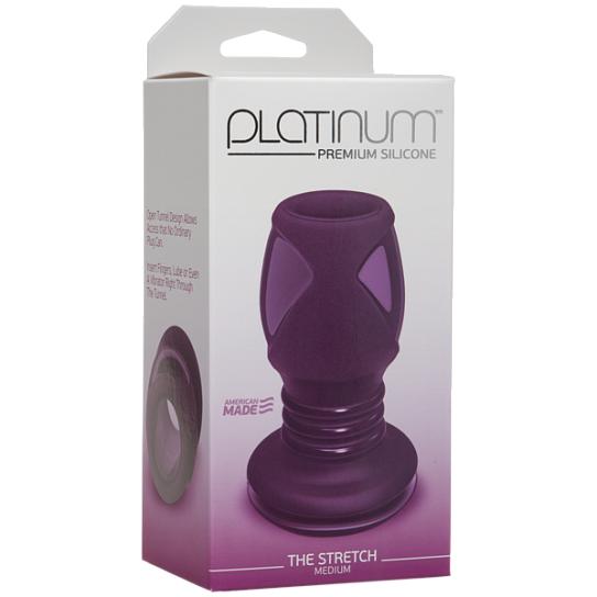 Анальная силиконовая пробка с отверстием Stretch Medium, сиреневая