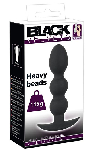 Черные анальные шарики Heavy Beads из силикона