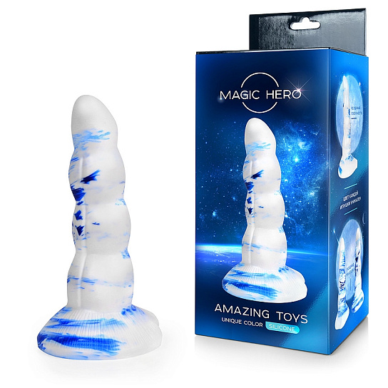 Фаллоимитатор на присоске Magic Hero 20 см, сине-белый