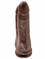 Анально-вагинальный реалистичный фаллоимитатор King Cock Double 13.2 см, коричневый