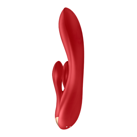 Мощный вибратор с двумя клиторальными отростками Satisfyer Double Flex, красный