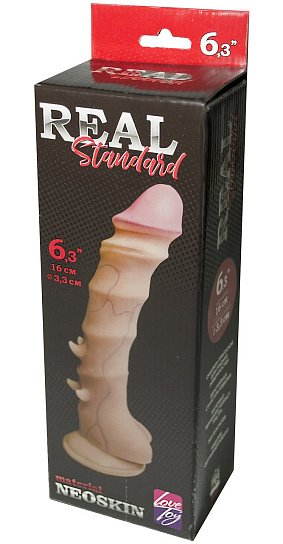 Фаллоимитатор неоскин REAL Standard рельефный с усиками, 16 см
