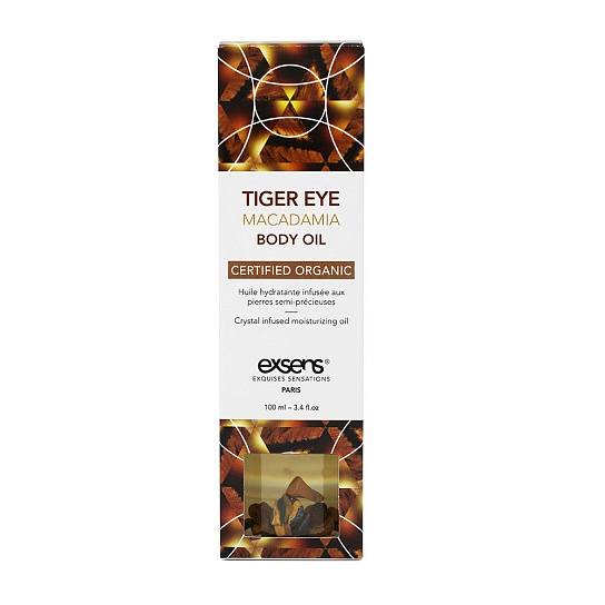 Натуральное масло для массажа с драгоценными камнями Exsens Tiger Eye Macadamia, 100 мл