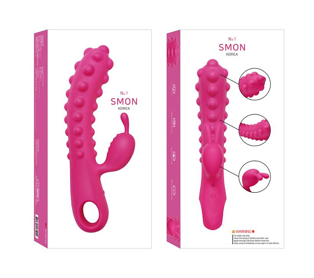 Вибромассажер SMON №1 с рельефными бугорками, розовый