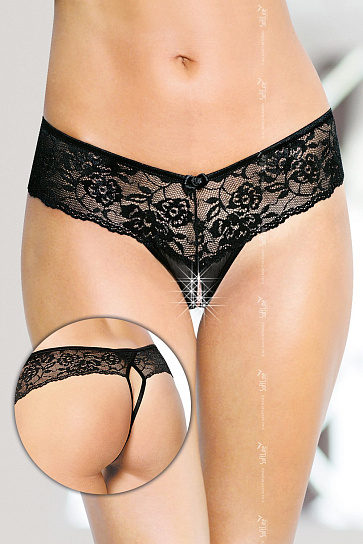 Кружевные стринги SoftLine черные, M/L