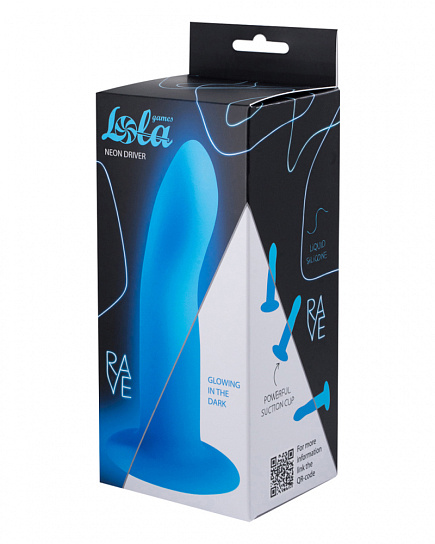Светящийся в темноте фаллоимитатор Lola Games Rave Neon Driver, синий