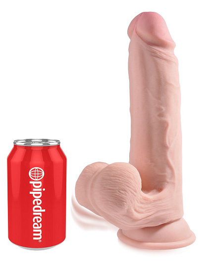 Фаллоимитатор с подвижной мошонкой King Cock Plus 9 Triple Density