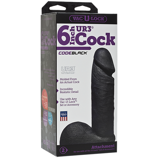 Насадка фаллоимитатор Vac-U-Lock CodeBlack, 16 см