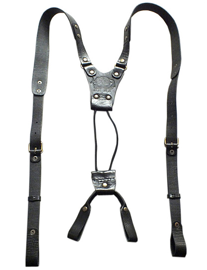 Подтяжки из натуральной кожи, черные