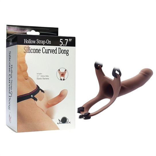 Страпон с насадкой из силикона 14.5 см, коричневый