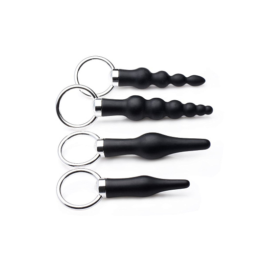 Набор анальных стимуляторов 4 Piece Silicone Anal Ringed