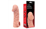 Насадка на пенис с венками, шершавой головкой и местом для мошонки Kokos, L