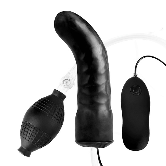 Изогнутый надувной дилдо с вибрацией Lux Fetish, черный