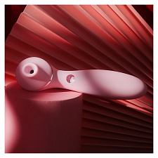 Вакуумно-волновой стимулятор с подогревом и вибрацией KisToy Polly Plus, розовый