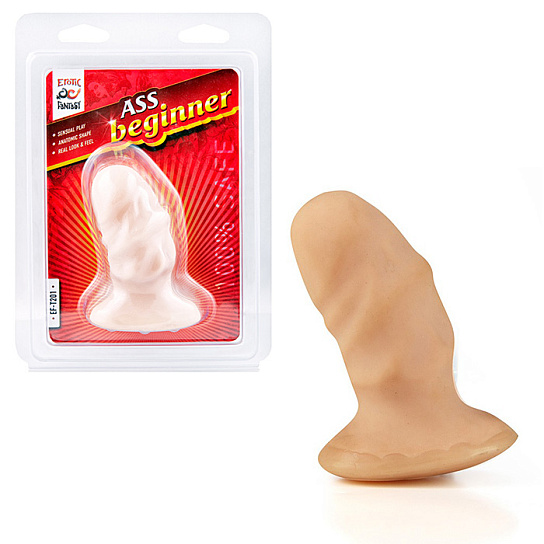 Мягкая анальная пробка ASS BEGINNER, телесная