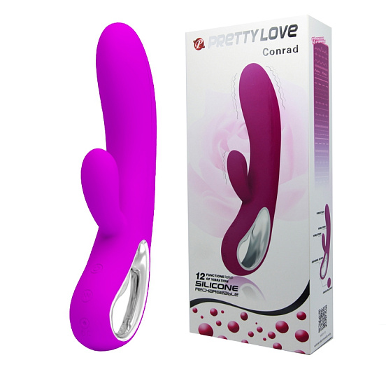 Силиконовый вибратор Conrad с клиторальным отростком, 12 режимов