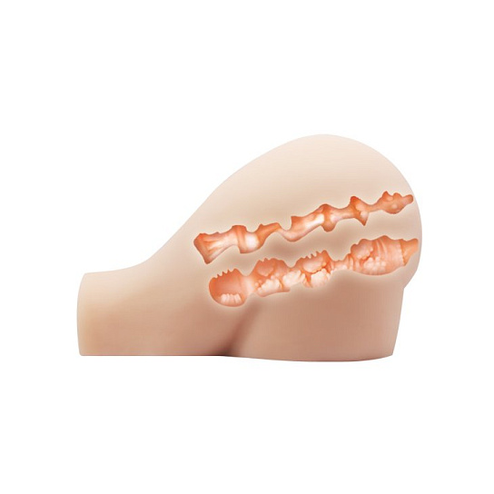 Мастурбатор с анусом и девственной вагиной со съемными виброяйцами