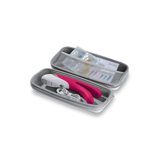 Вибратор с электростимулятором BON APARTE с дополнительным отростком, розовый