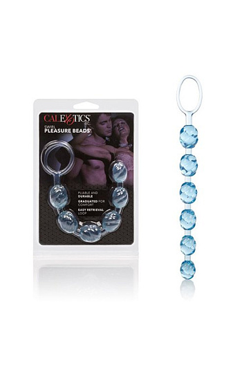 Анальные шарики Swirl Pleasure бирюзовые, из ПВХ, бирюзовые