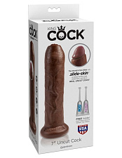 Закрытый реалистичный фаллос King Cock 7 Uncut Cock 17.8 см, коричневый