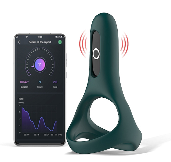 Двойное эрекционное кольцо Magic Motion Rise, темно-зеленое