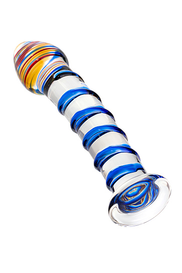 Стеклянный фаллос с рельефным стволом, 17 см