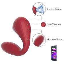 Вибратор Magic Motion Bobi вакуумно-волновой с мобильным приложением, красный