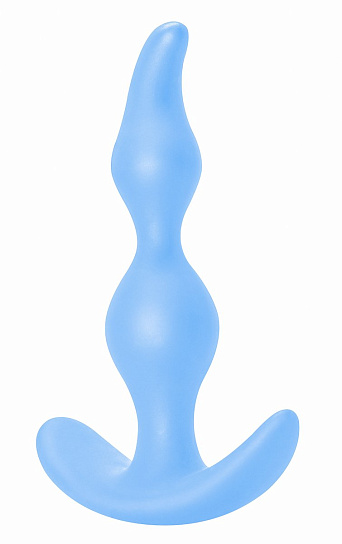 Анальная пробка из бархатистого силикона Bent Anal Plug, синяя