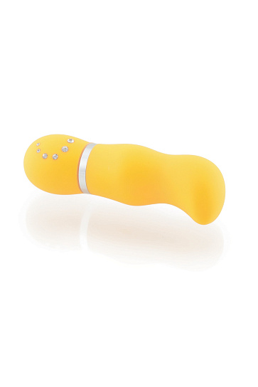 Вибратор с изысканным украшением из страз FUNNY VIBRO, желтый