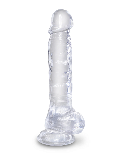 Фаллоимитатор с мошонкой на присоске King Cock Clear 8, прозрачный