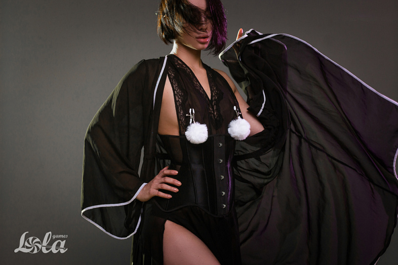 Зажимы для сосков с хвостиками ANGELIC, белые