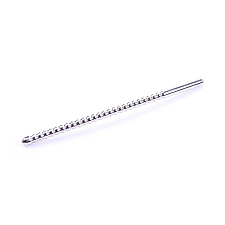 Серебристый уретральный стимулятор для мужчин ребристый Dip Stick Ribbed, 6 мм
