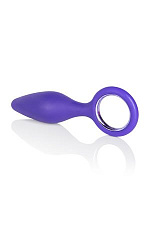 Анальная пробка Slider в форме конуса с ручкой-кольцом, фиолетовая