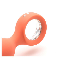 Анальная пробка с вибрацией и кольцом KisToy Orville, оранжевая