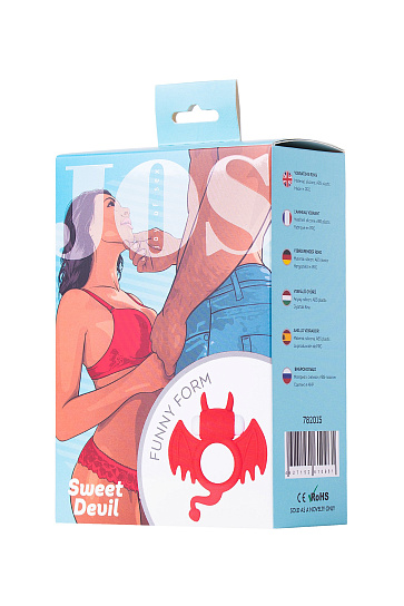Силиконовое эректильное кольцо на пенис Sweet Devil с вибропулей, красное