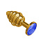 Анальная втулка с синим кристаллом и ребристым рельефом Gold Spiral