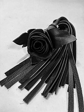 Плеть BDSM-Арсенал Черная Роза лаковая с хвостами из кожи