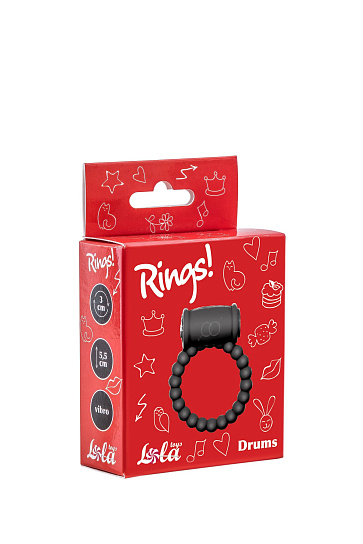 Эректильное кольцо Drums Pink Lola Rings бусинками, черное