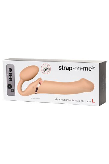 Страпон с функцией вибрации безремневой Strap-on-me, 25 см, телесный