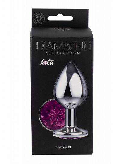 Анальная пробка Lola Games Diamond Clear Sparkle со стразом, XL, фиолетовая