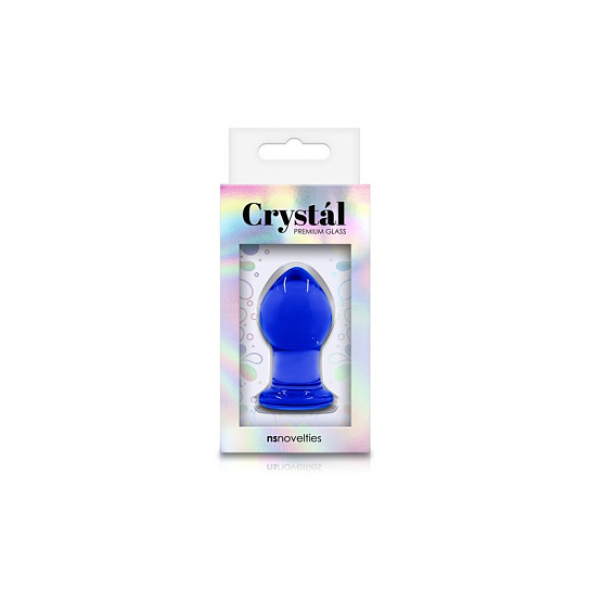 Анальная втулка из стекла Crystal Plug маленькая, голубая