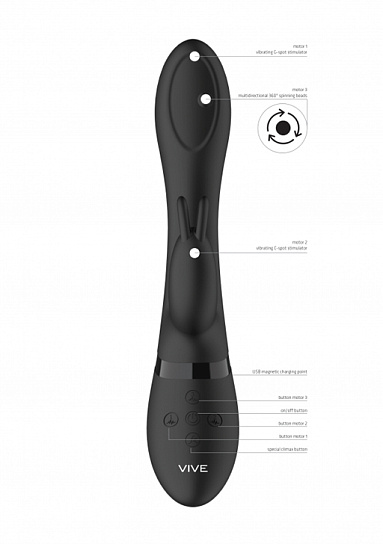 Вибромассажер кролик Mira с функцией ротация, черный