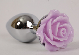 Анальная втулка металл с розой, сиреневая Luxurious Tail, M