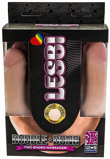 Двойной рельефный фаллоимитатор Lesbi Touch, 42 см